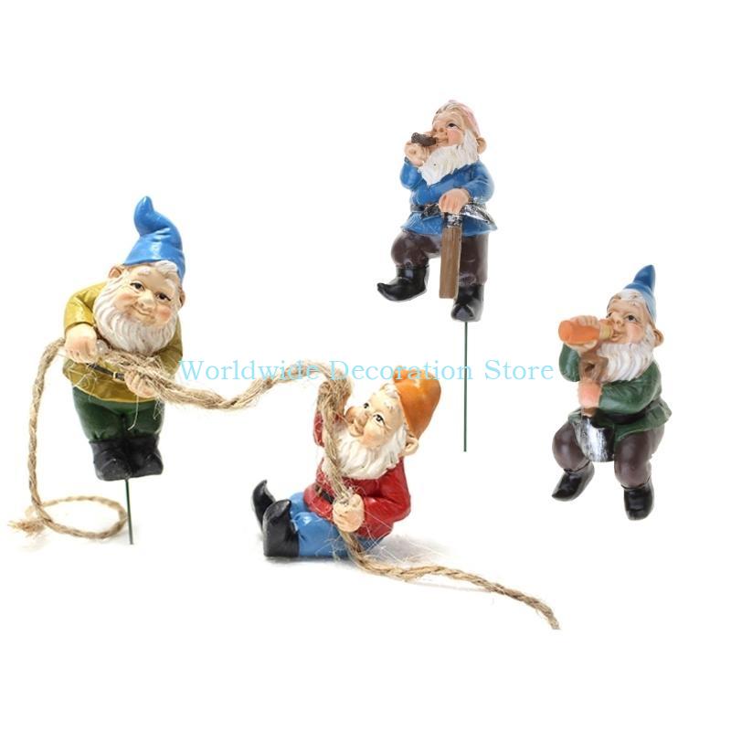 Bonsai Garden With Pond - Q39B 4Pcs Dwarf Resin Figurines Tree