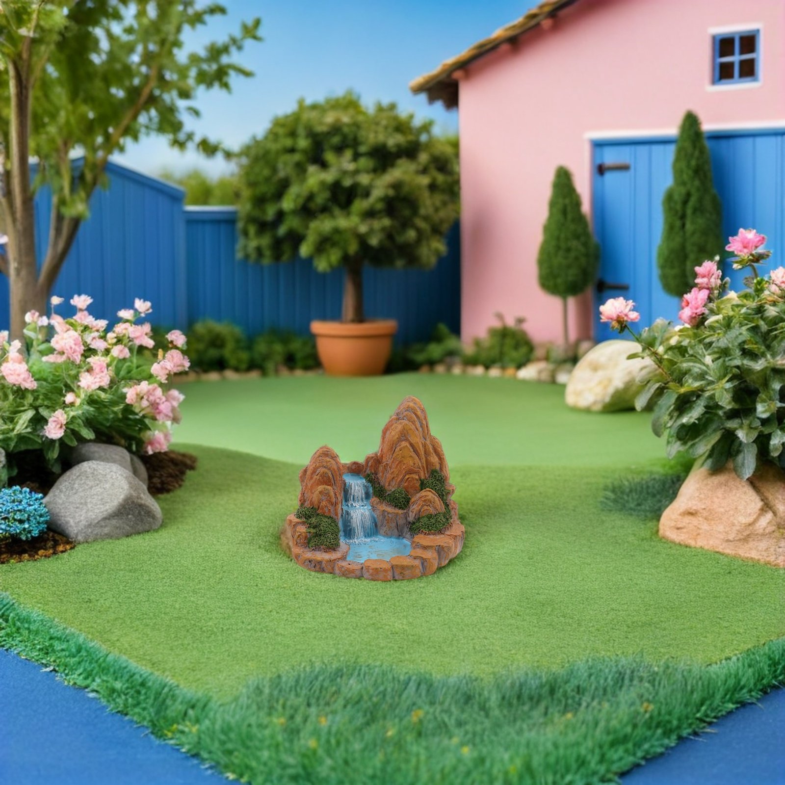 Bonsai Garden With Pond - 2Pcs Miniature Rockery Pond Figurines Resin